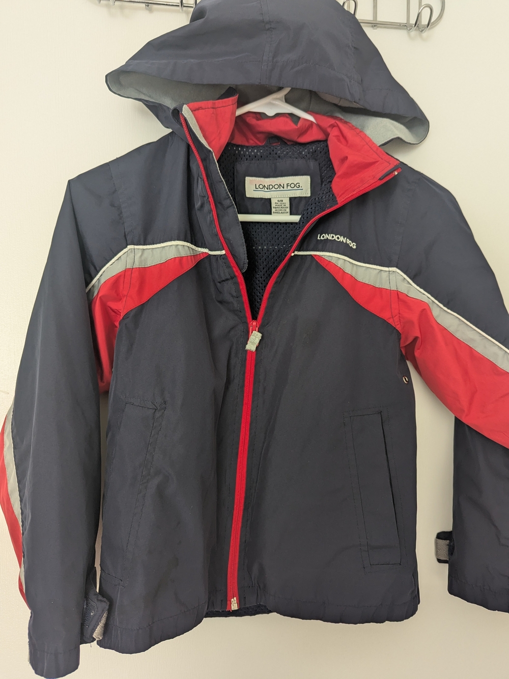 London Fog Boys 6/7 Windbreaker London Fog Kids' Navy and Red Waterproof Jacket